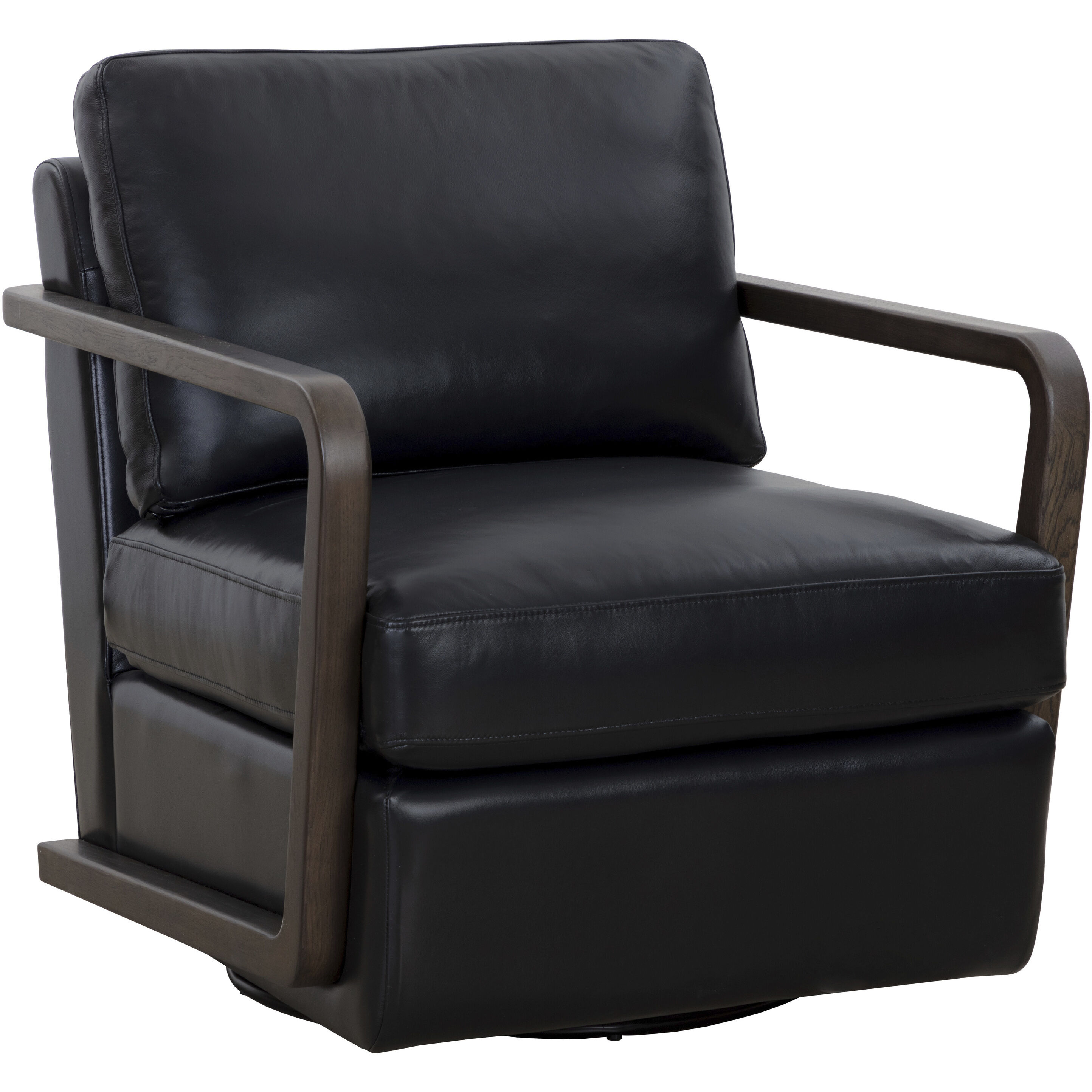 Castell Brown / Cortina Black Leather Swivel Lounge Chair, Swivel